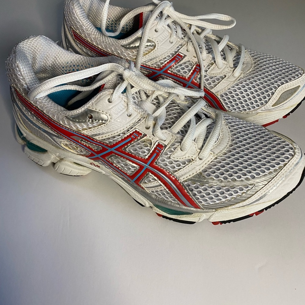 Women’s ASICS Red and White Running Shoes